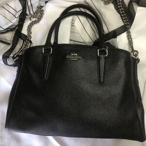 Coach Black Sage Saffiano Leather Satchel Handbag